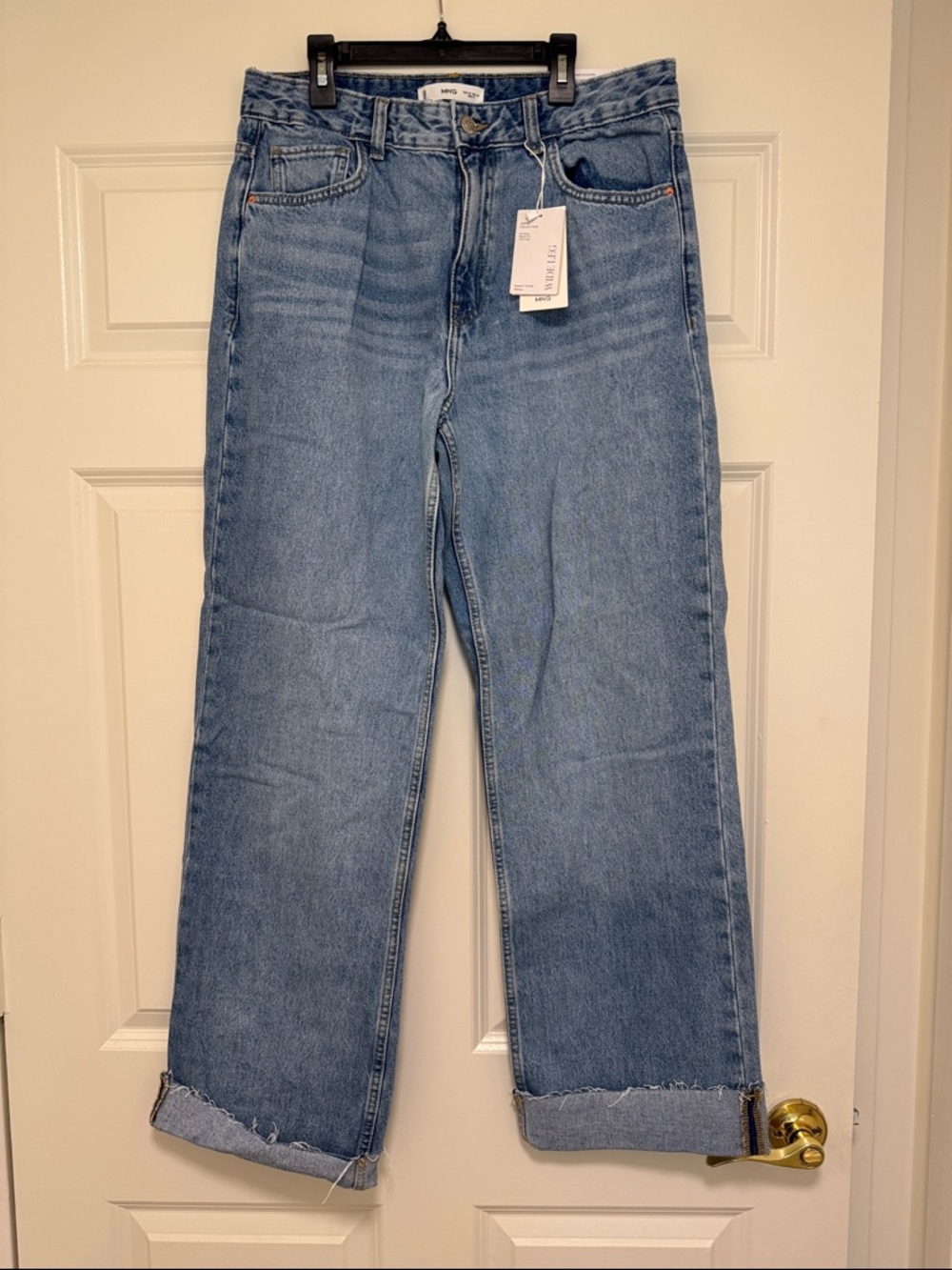 Mango Light Blue Straight wide-Leg mid waist Women’s Jeans